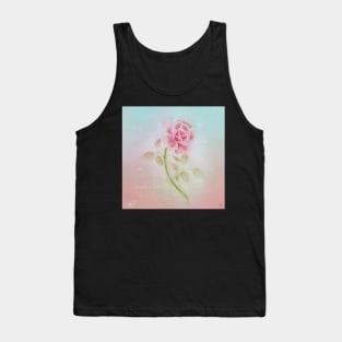 Vintage Pink Rose Graphic Art Design Watercolor Inspirational Shabby Chic Design Tank Top